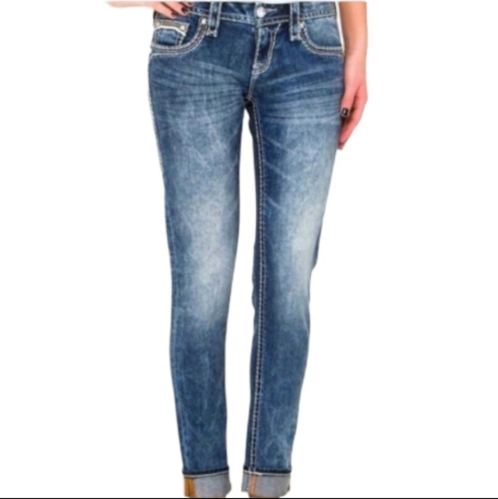 Rock Revival Indi Skinny Blue Jeans Size 25 - Picture 11 of 11